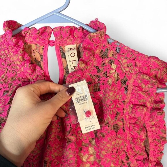 NWT Anthropologie Women’s Dolan Pink Lace Tank Top Medium - Picture 5 of 8